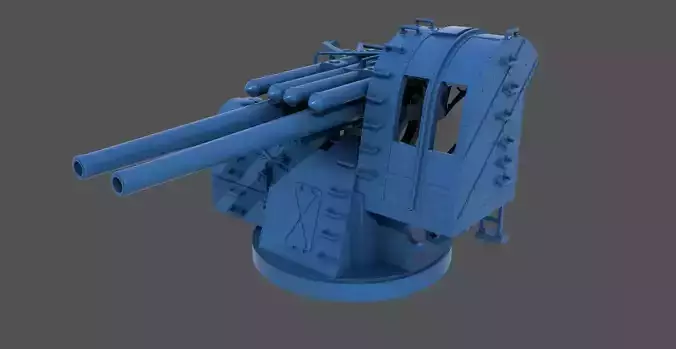 Yamato type 89 AA turret - Commercial license - 1-350 scale 3D print model