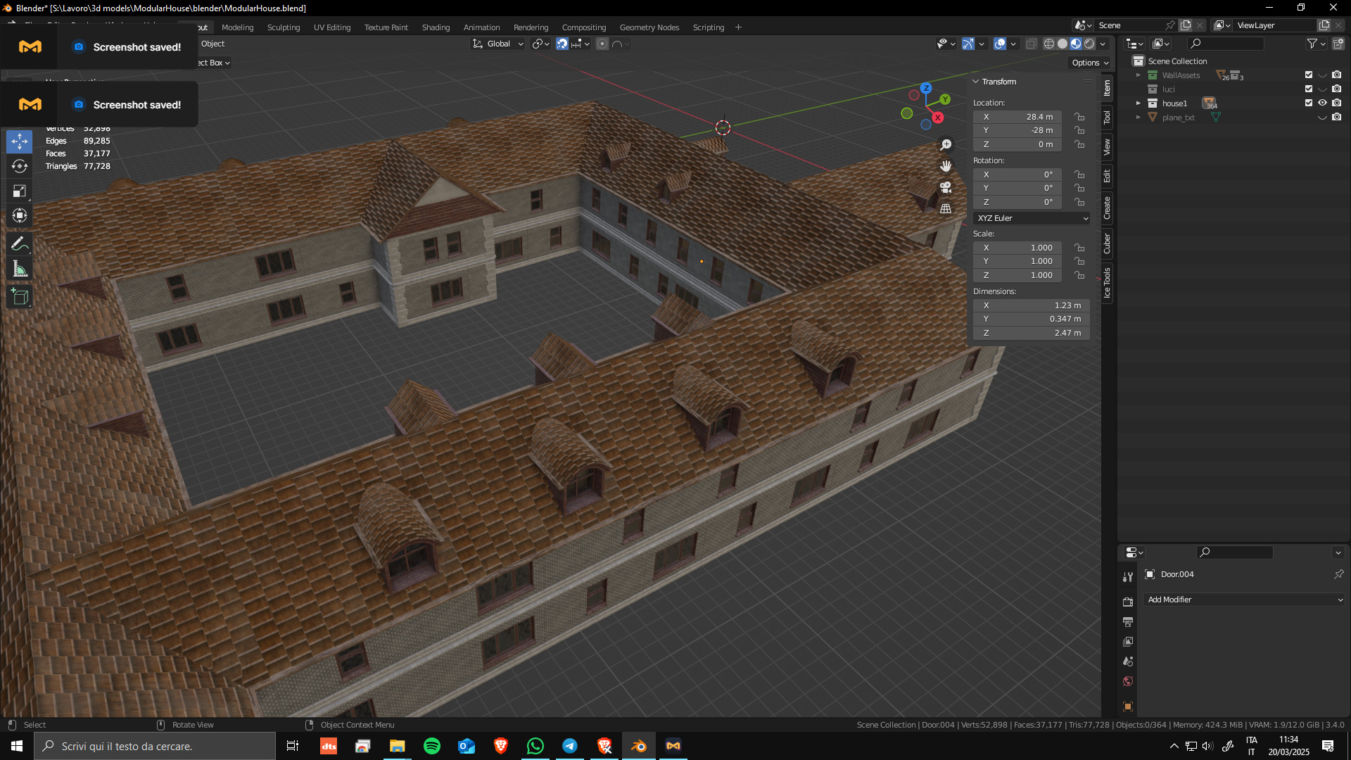 Modular House Manor Low-poly 3D model_17