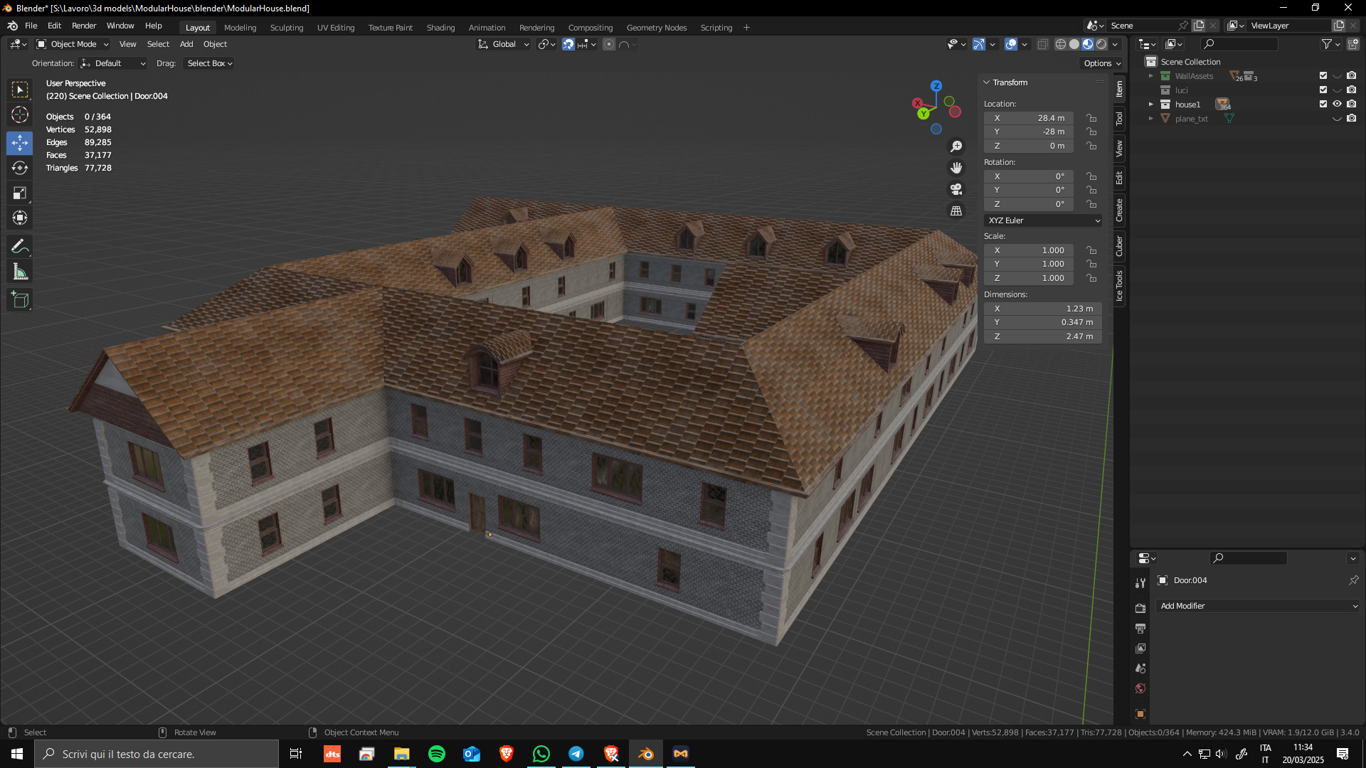 Modular House Manor Low-poly 3D model_4
