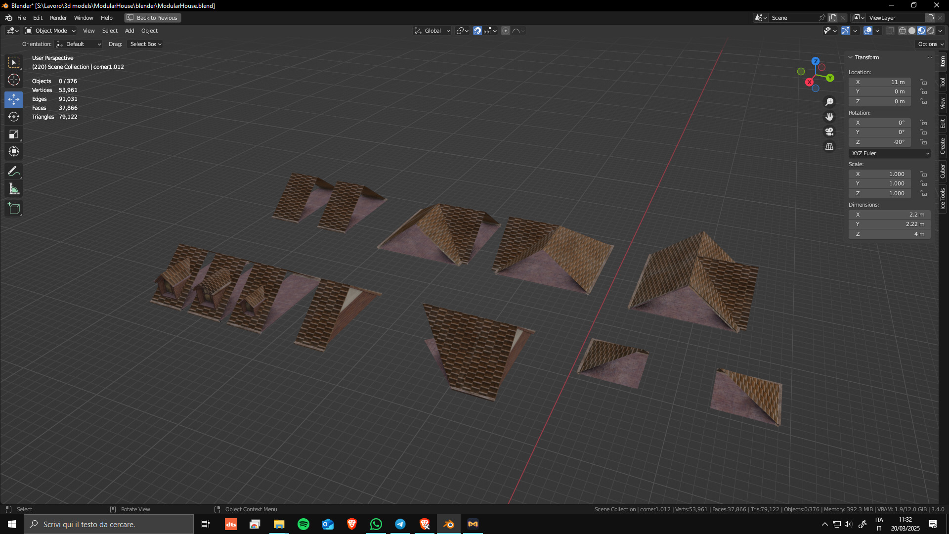 Modular House Manor Low-poly 3D model_2
