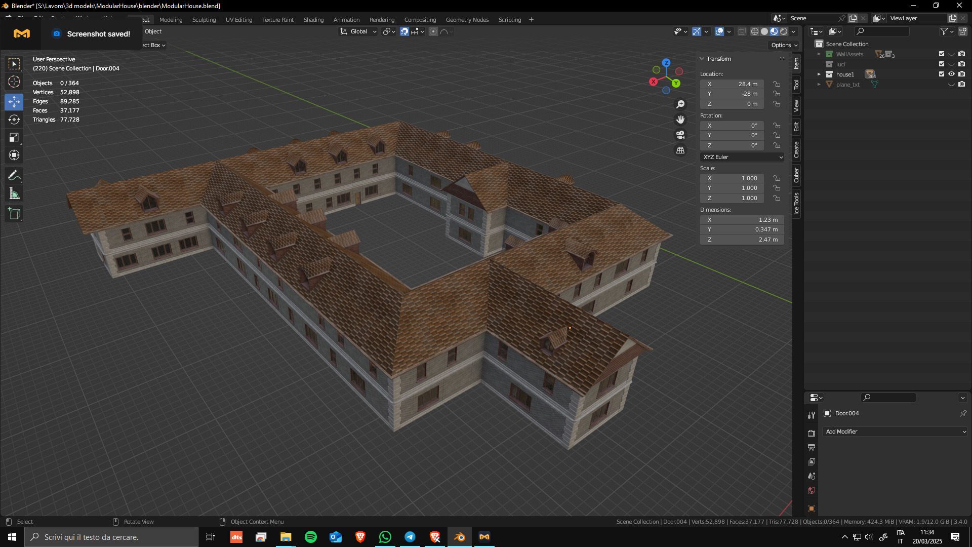 Modular House Manor Low-poly 3D model_15