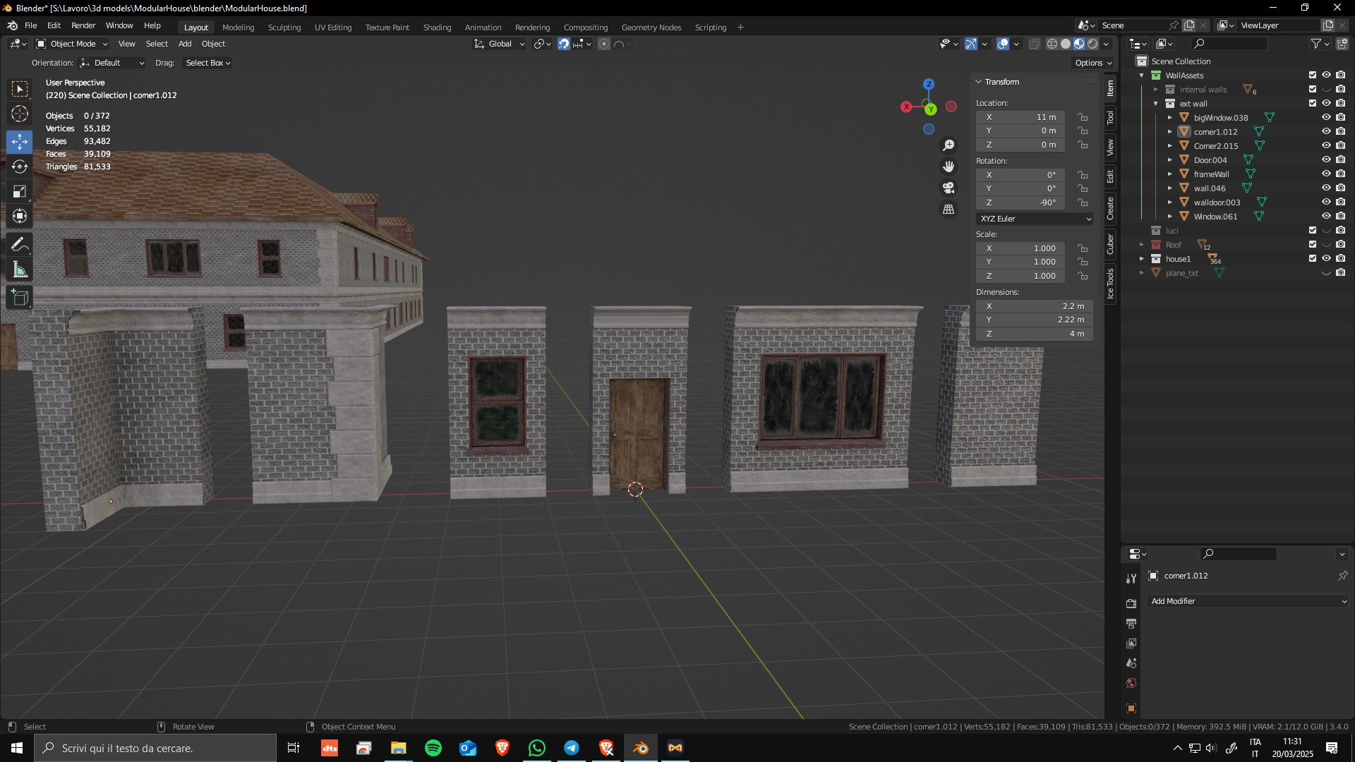 Modular House Manor Low-poly 3D model_5
