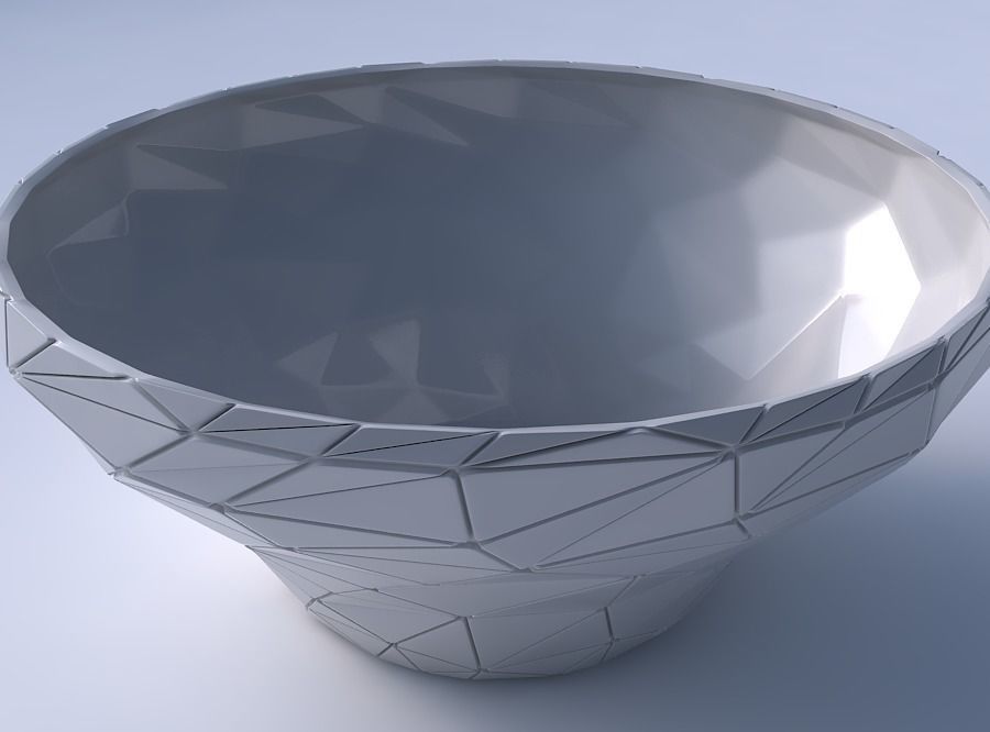 Bowl wide and twisted with random triangle plates 3D print model_3