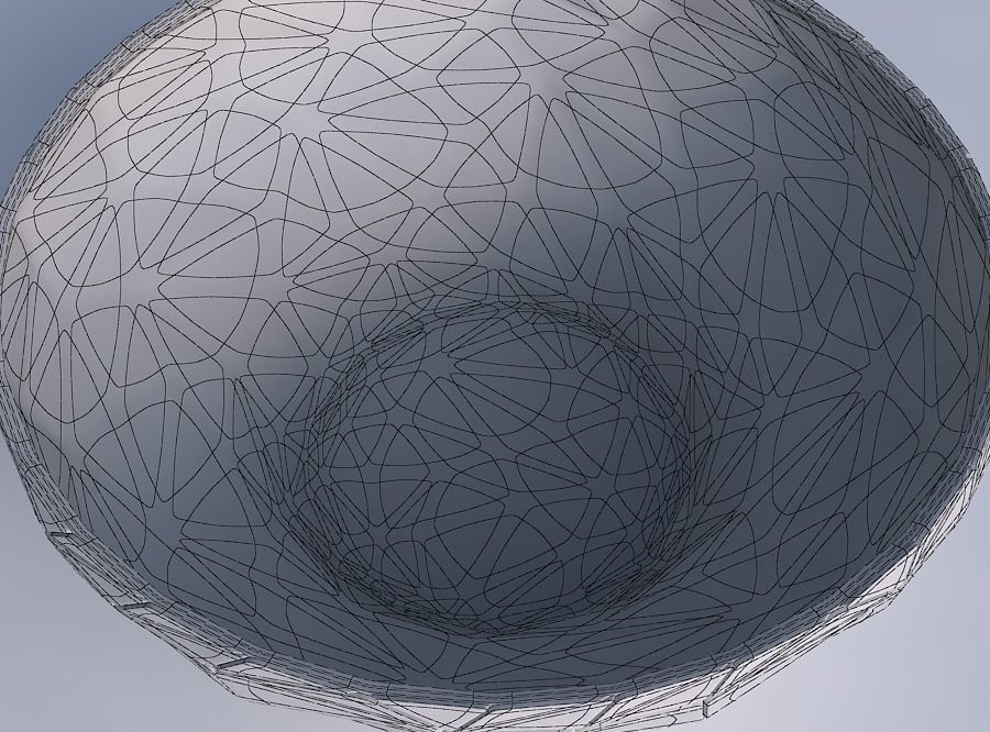 Bowl wide and twisted with random triangle plates 3D print model_6