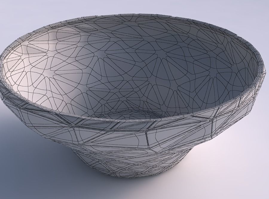 Bowl wide and twisted with random triangle plates 3D print model_5