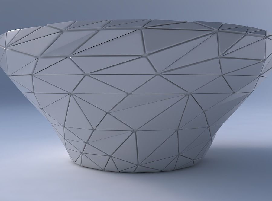 Bowl wide and twisted with random triangle plates 3D print model_4