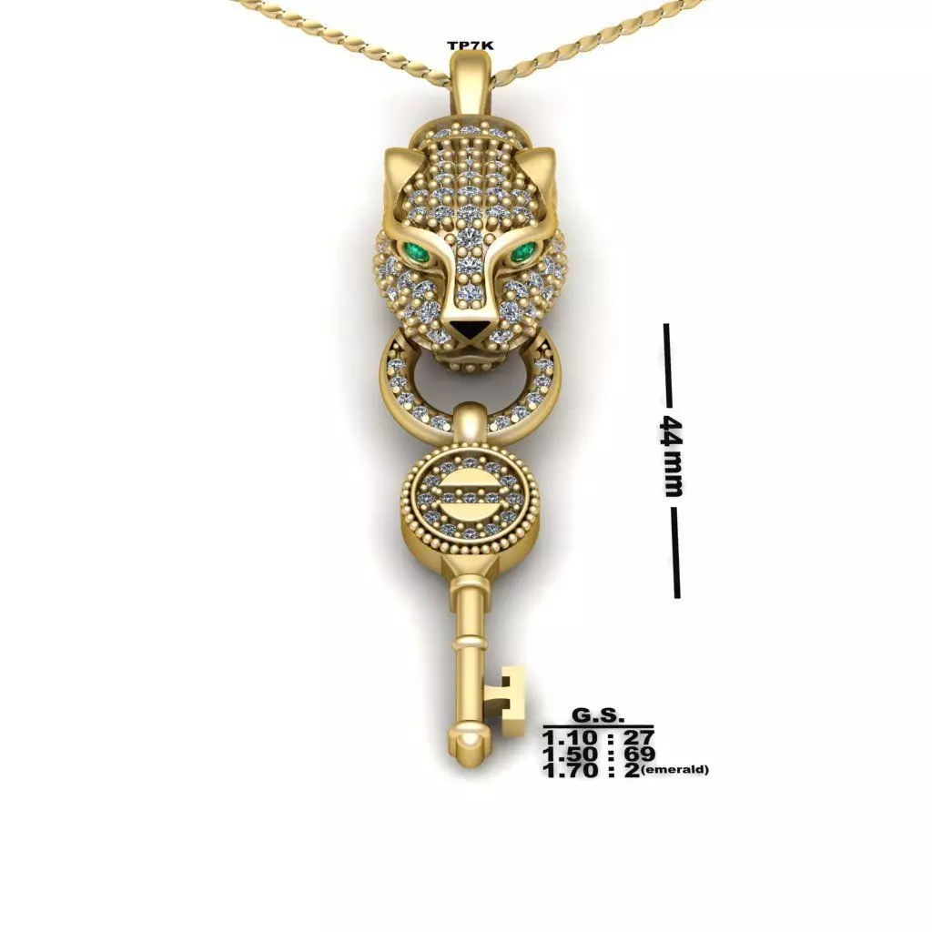 3D branded zbrush tiger necklace 3D print model_0