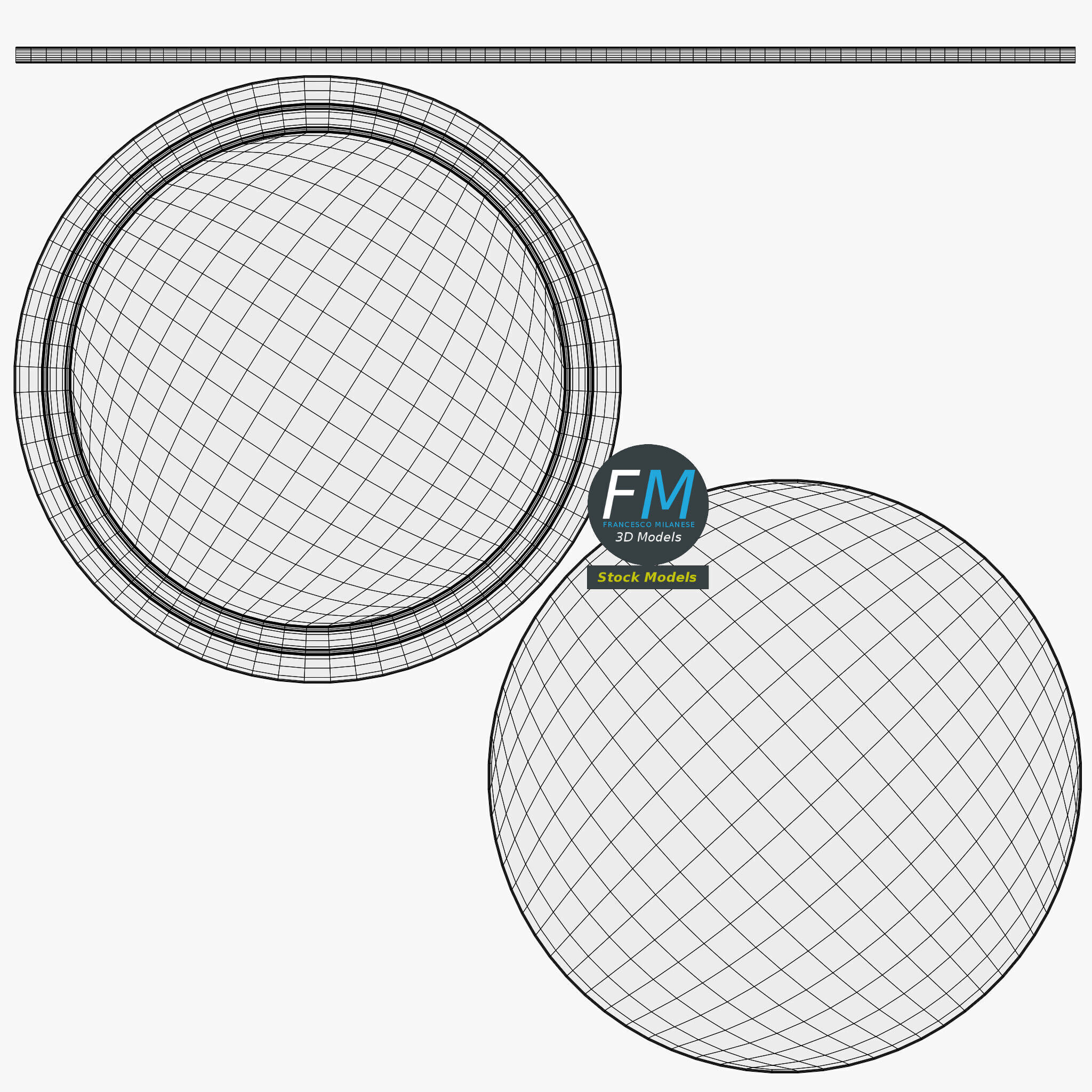 Pizza and cutter on a board 3D model_11