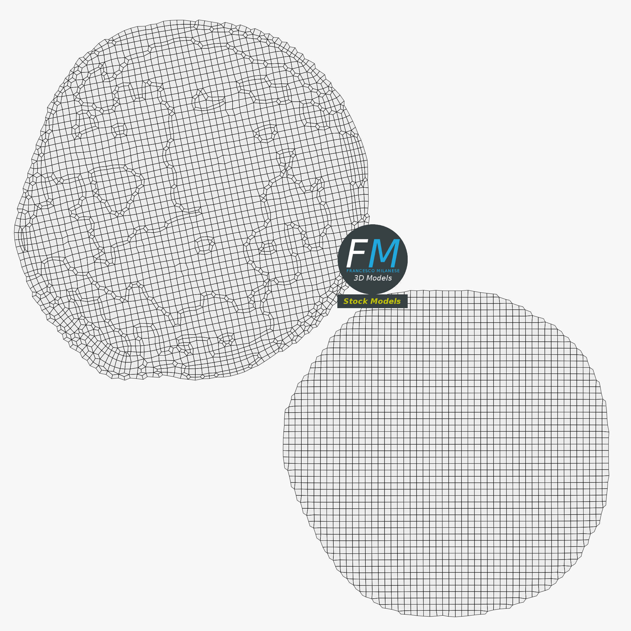 Pizza and cutter on a board 3D model_12