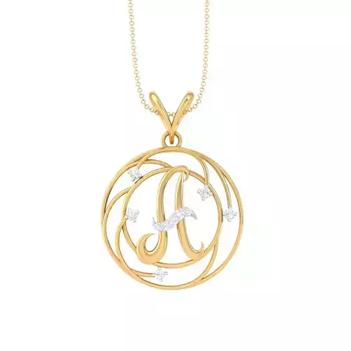 3D Printable Cad jewelry design of Lady diamond Letter Pendant 