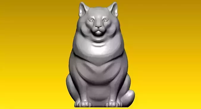 Cute fat cat - statue - 3D print 3D print model
