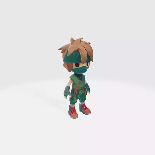 Chibi Ninja Warrior Cute Stealth Fighter with Mask 3D model