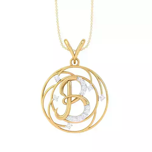 3D Printable Cad jewelry design of Lady diamond Letter Pendant