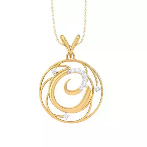 3D Printable Cad jewelry design of Lady diamond Letter Pendant