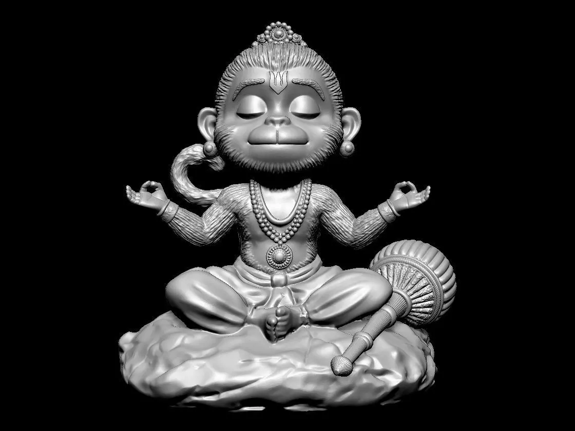 Maruti Hindu god Hanuman Statue ready 3d print stl model 3D print model_0