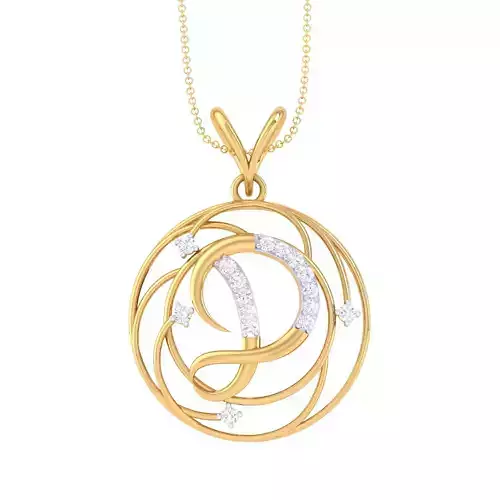 3D Printable Cad jewelry design of Lady diamond Letter Pendant