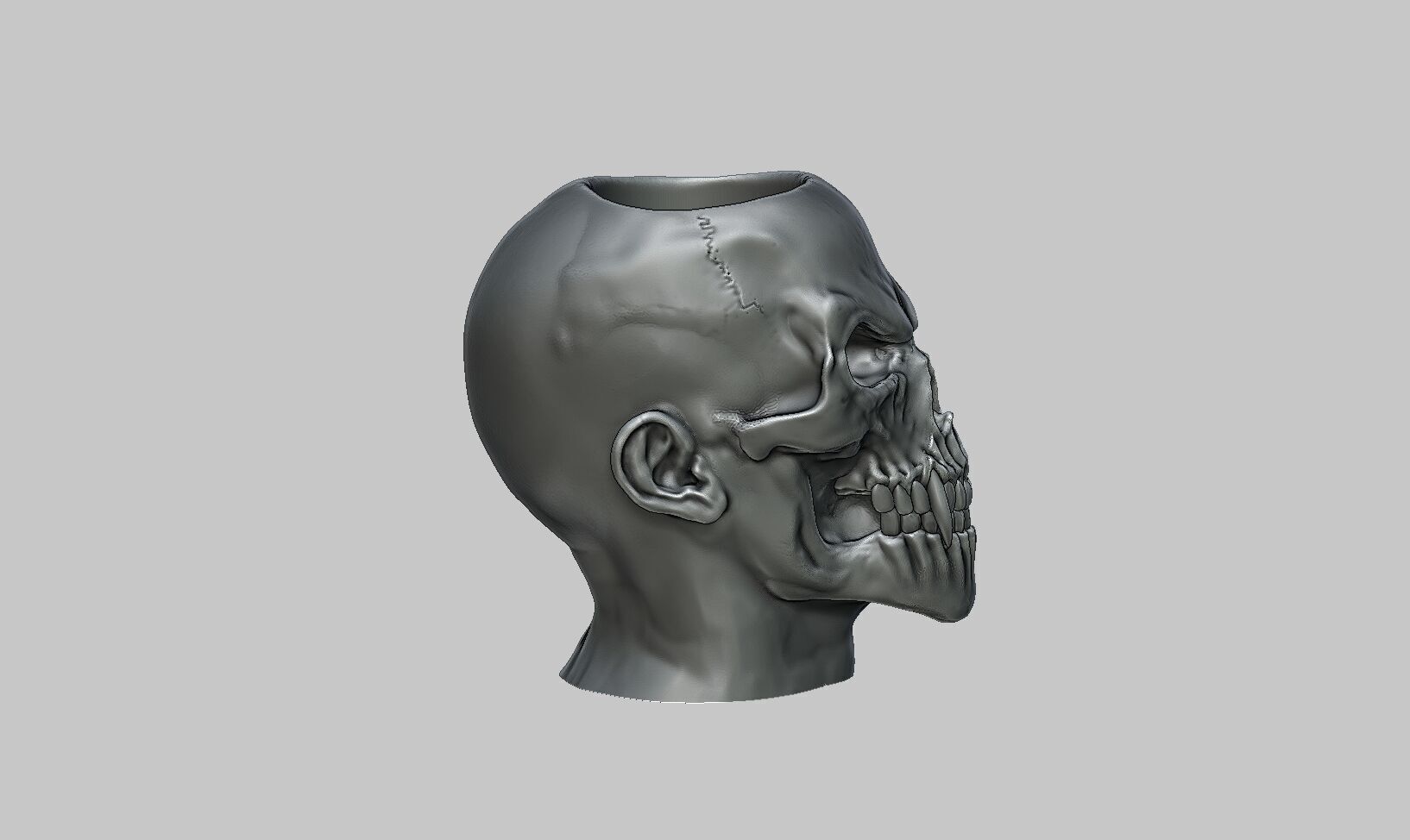 Skull pen holder Cyborg pen holder 3D print model_6