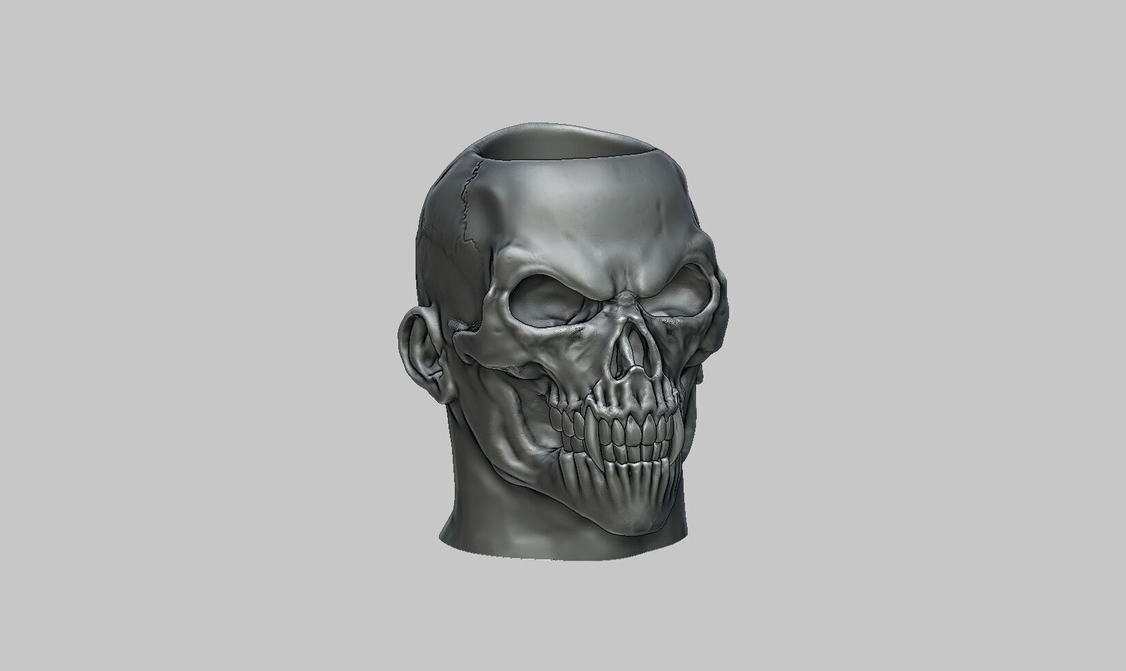 Skull pen holder Cyborg pen holder 3D print model_4