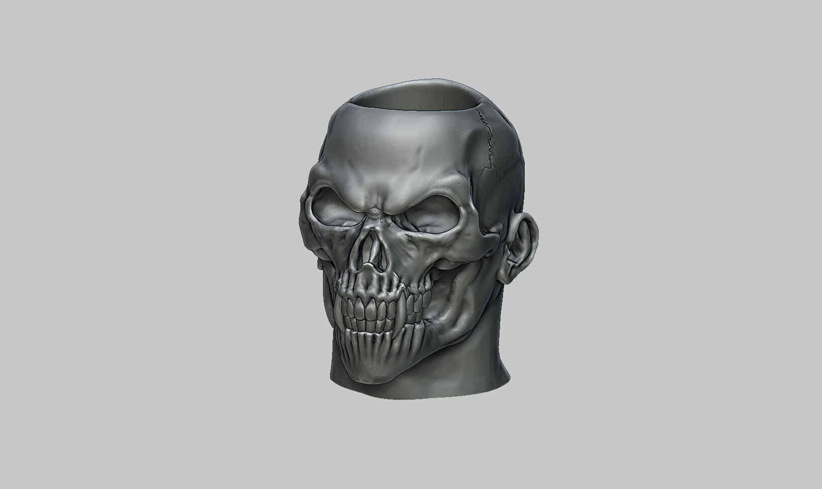 Skull pen holder Cyborg pen holder 3D print model_8