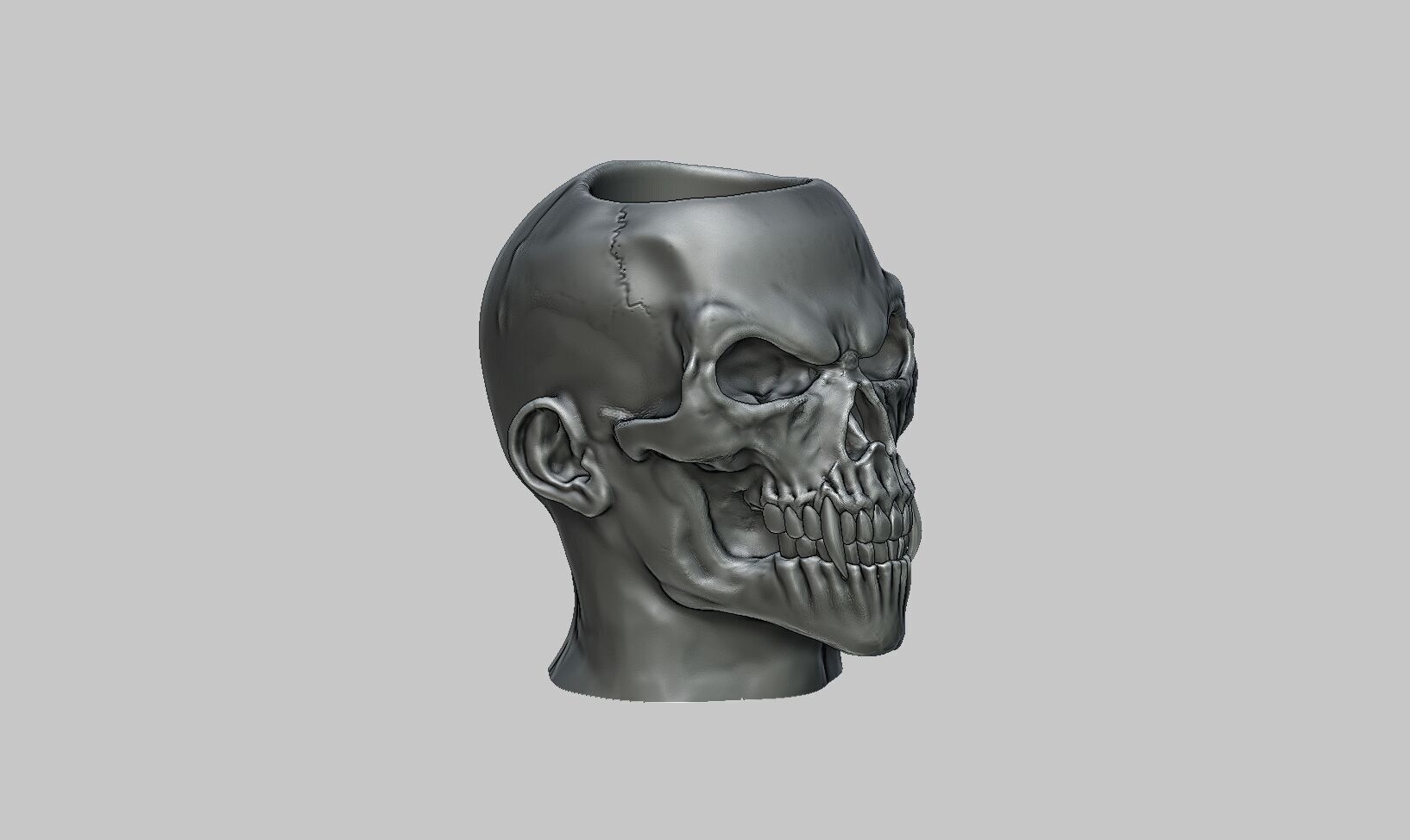 Skull pen holder Cyborg pen holder 3D print model_5
