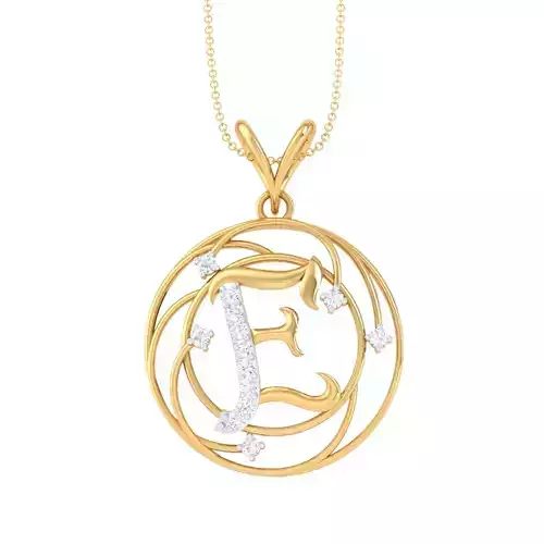 3D Printable Cad jewelry design of Lady diamond Letter Pendant