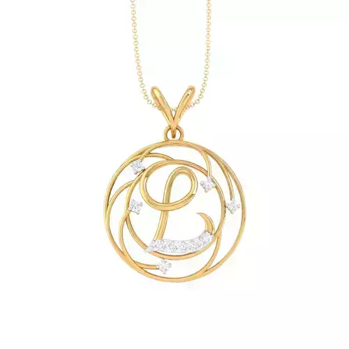 3D Printable Cad jewelry design of Lady diamond Letter Pendant
