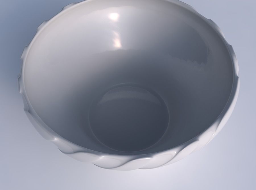 Bowl wide and twisted with smooth vertical ribbons 3D print model_1