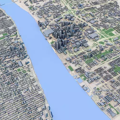 Detroit City Michigan USA 3D model