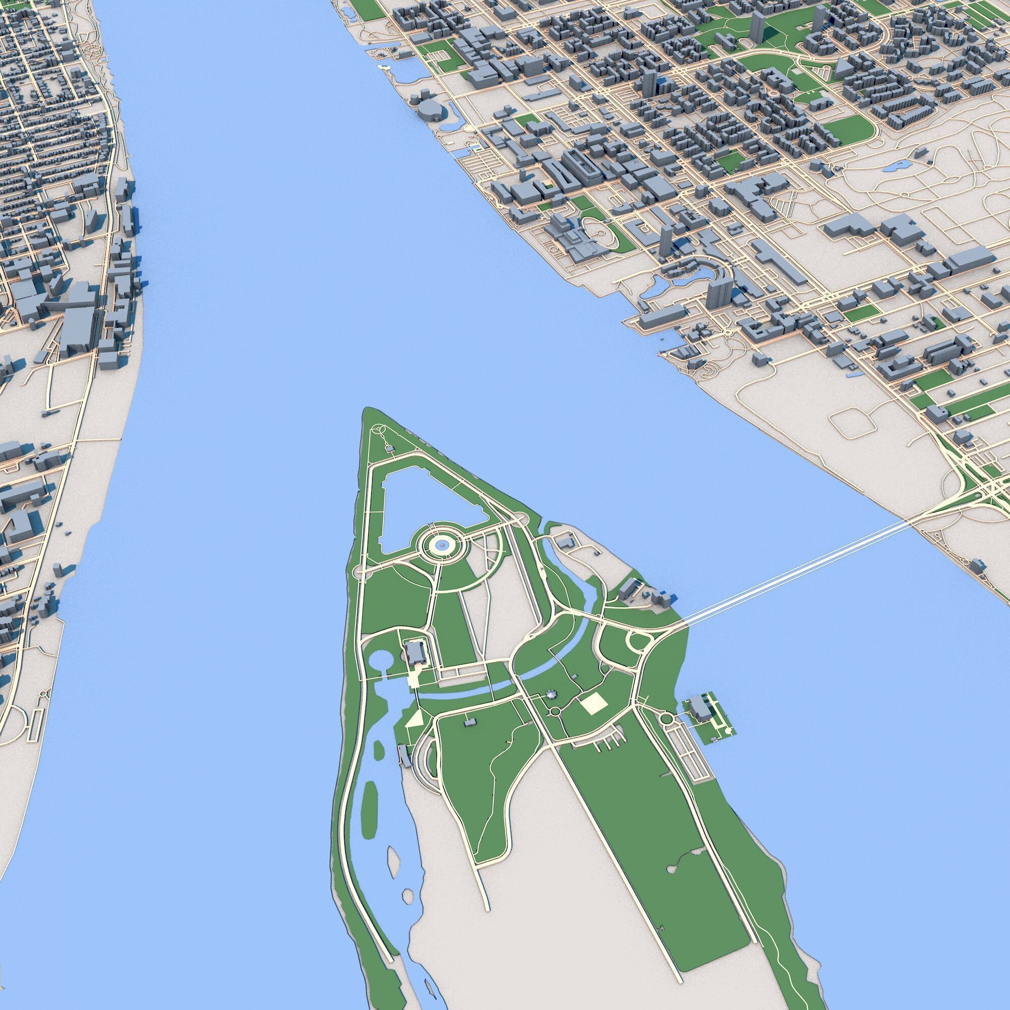 Detroit City Michigan USA 3D model_2