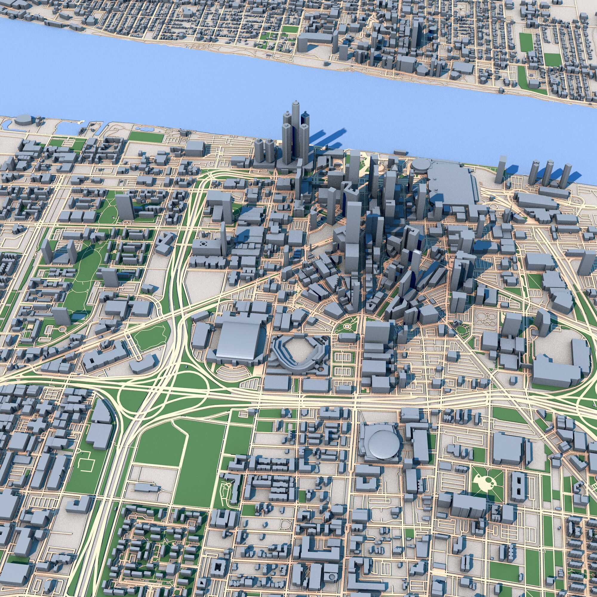 Detroit City Michigan USA 3D model_4