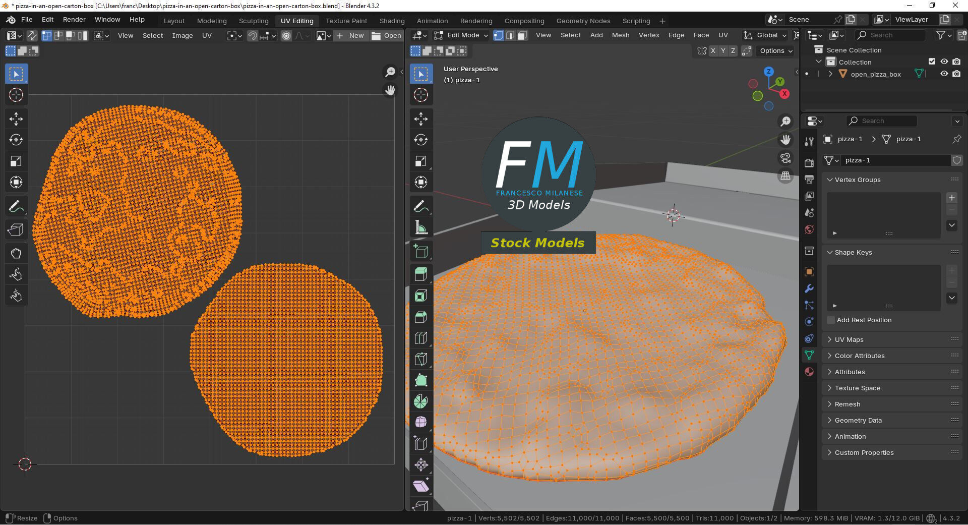 Pizza in an open carton box 3D model_10