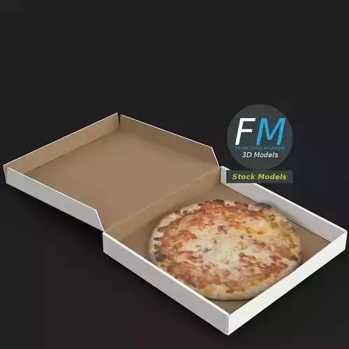 Pizza in an open carton box
