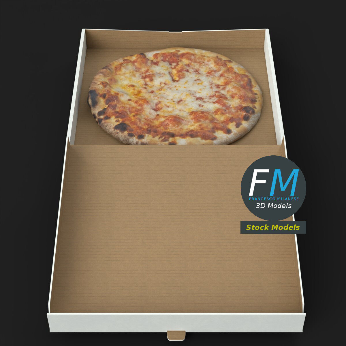 Pizza in an open carton box 3D model_5