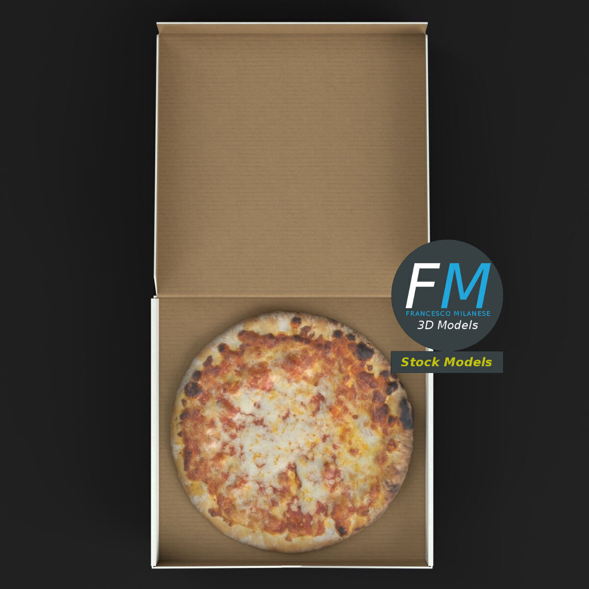 Pizza in an open carton box 3D model_6