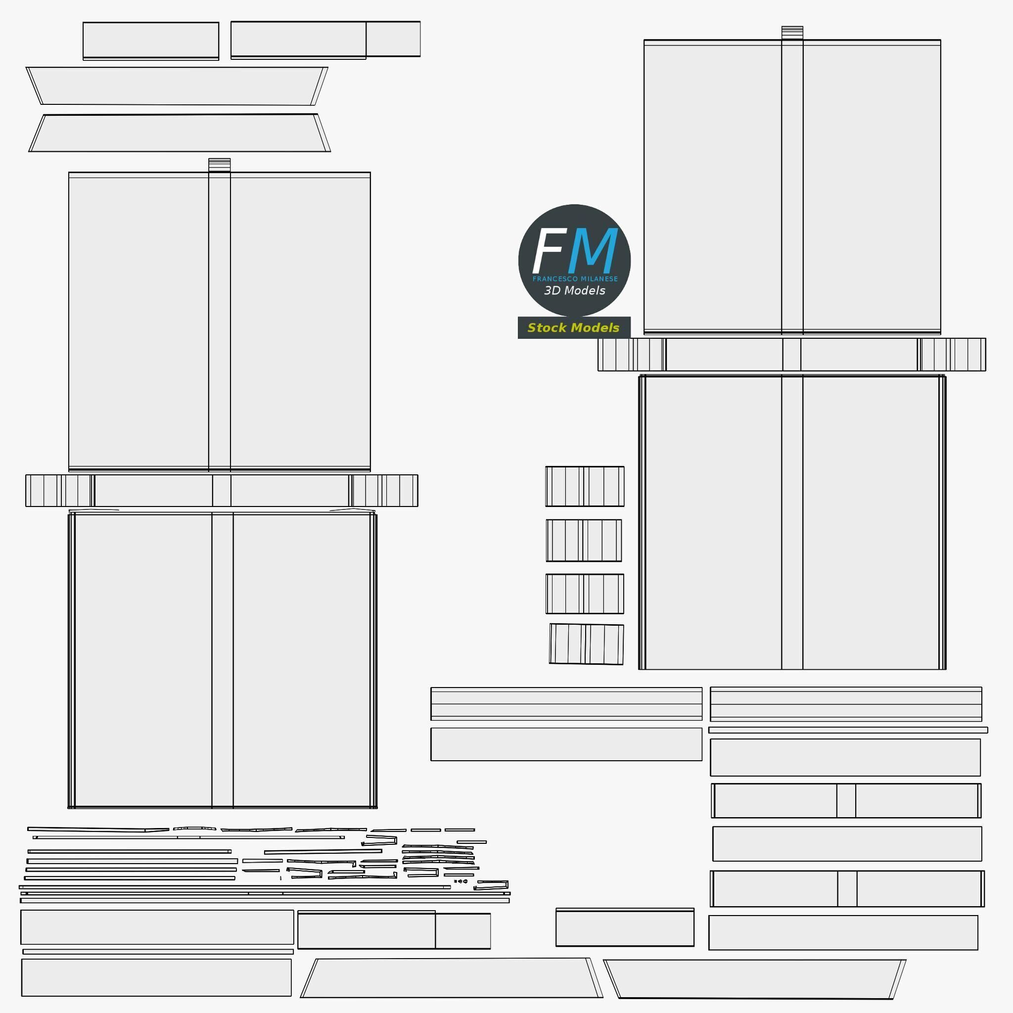 Pizza in an open carton box 3D model_11