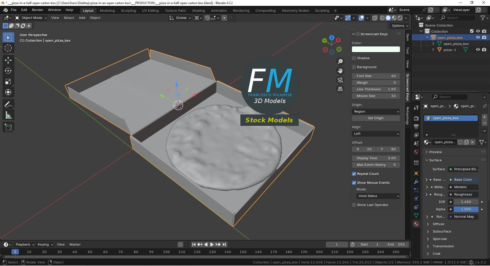 Pizza in an open carton box 3D model_9