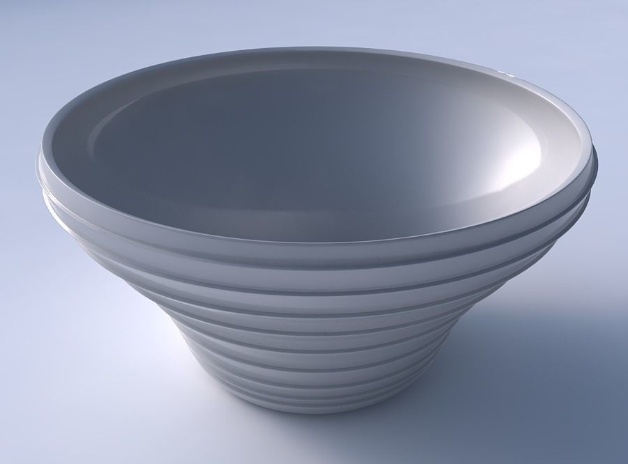 Bowl wide and twisted with horizontal layers 3D print model_3