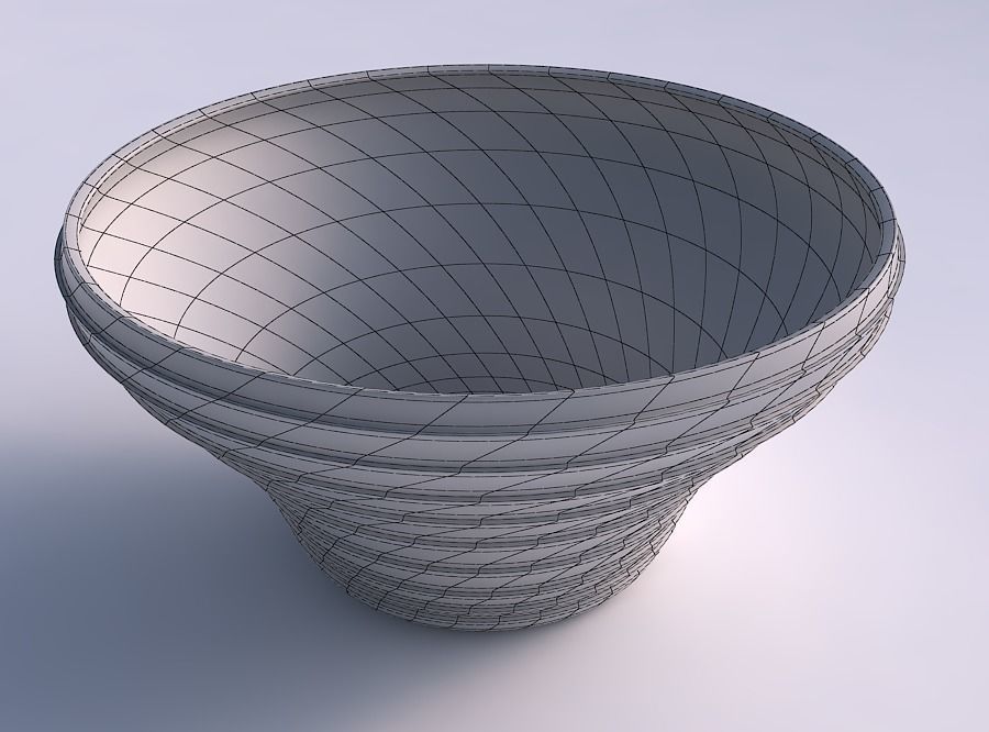 Bowl wide and twisted with horizontal layers 3D print model_5
