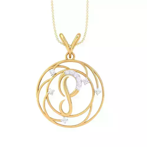 3D Printable Cad jewelry design of Lady diamond Letter Pendant