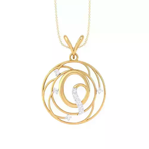 3D Printable Cad jewelry design of Lady diamond Letter Pendant