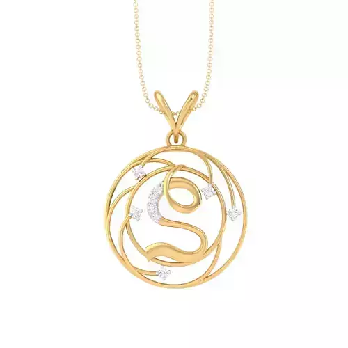 3D Printable Cad jewelry design of Lady diamond Letter Pendant