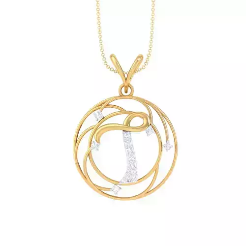 3D Printable Cad jewelry design of Lady diamond Letter Pendant