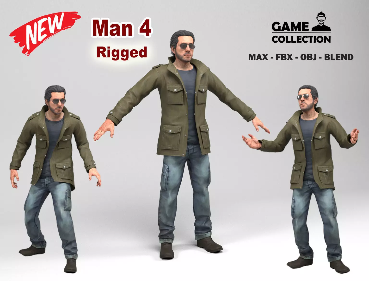 Man 4 Collection Low-poly 3D model_0