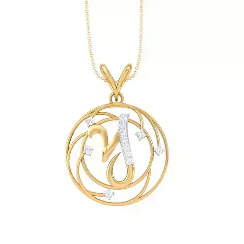 3D Printable Cad jewelry design of Lady diamond Letter Pendant