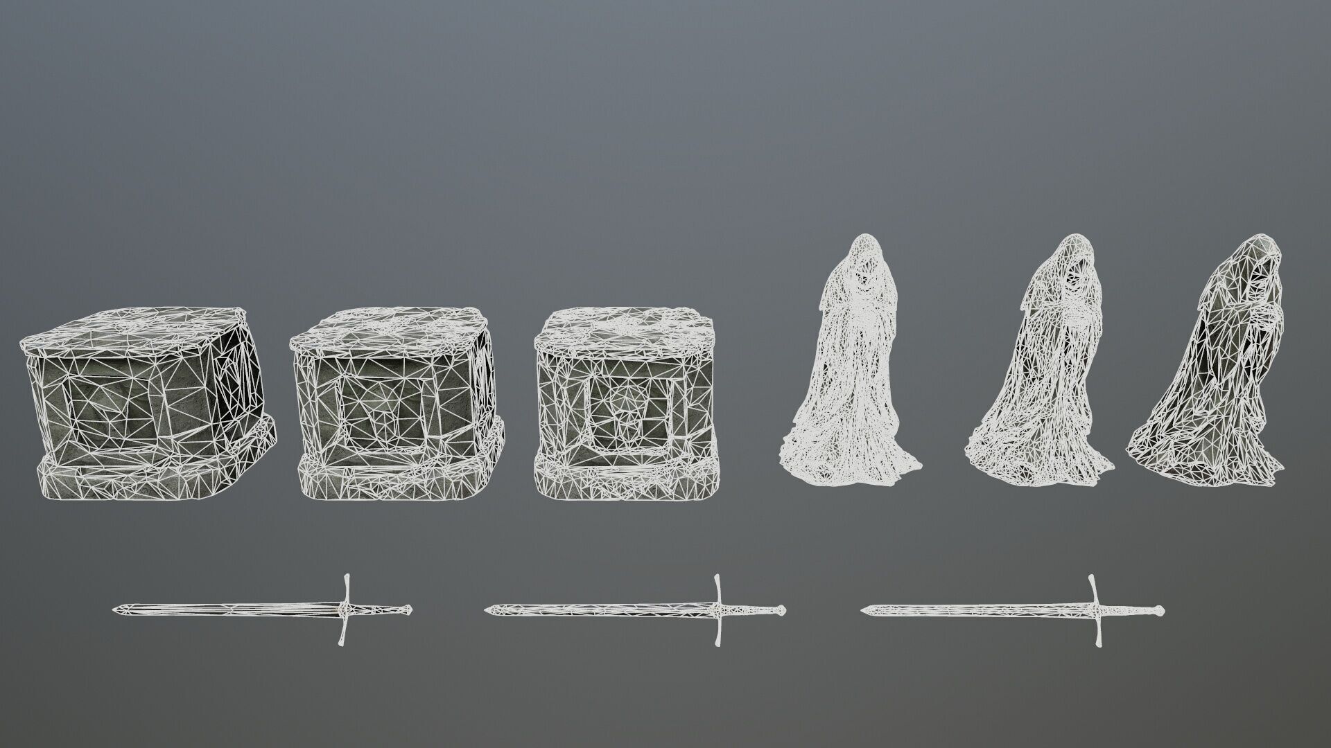   Ruin Set Low-poly 3D model_10