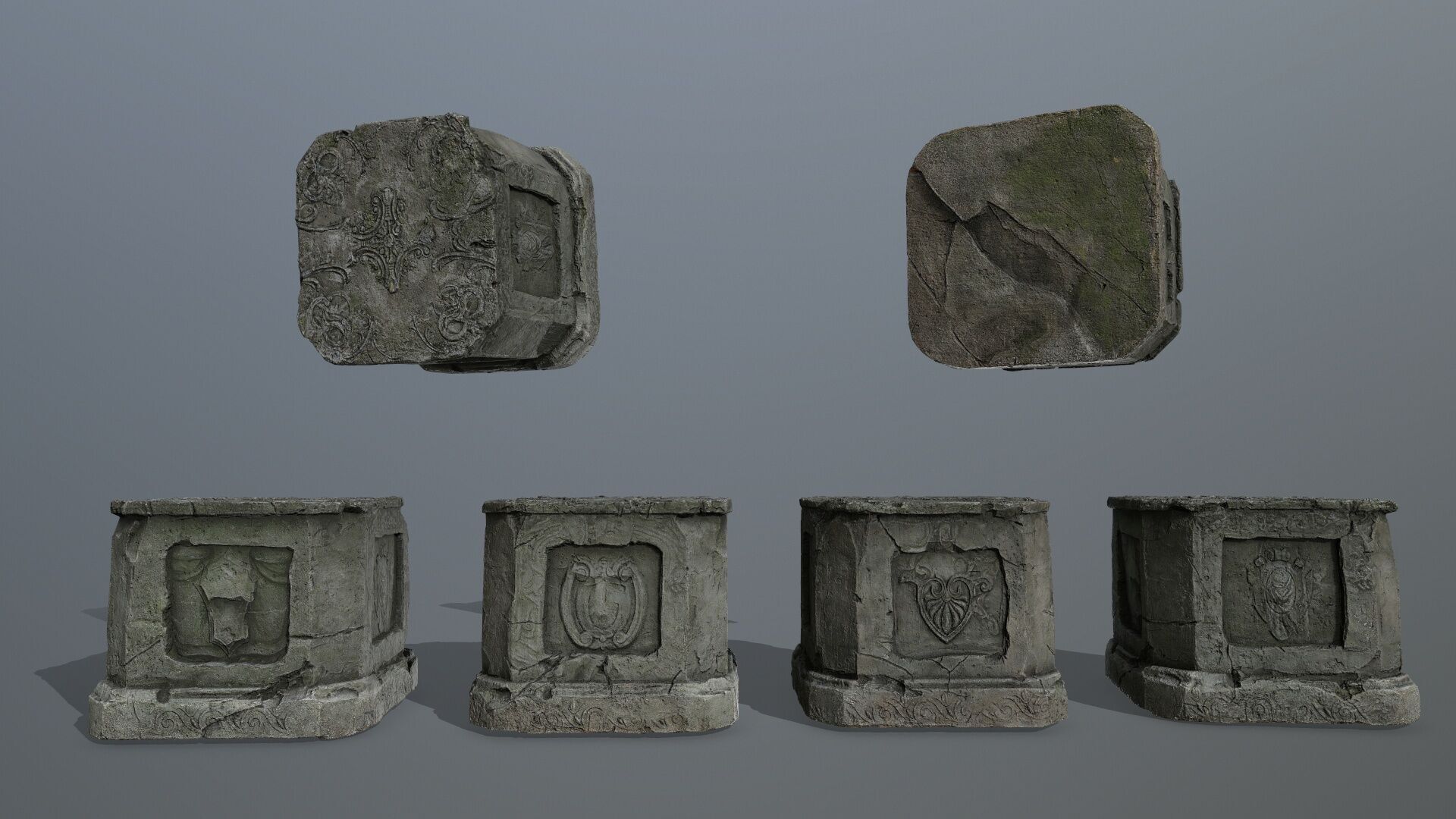   Ruin Set Low-poly 3D model_3