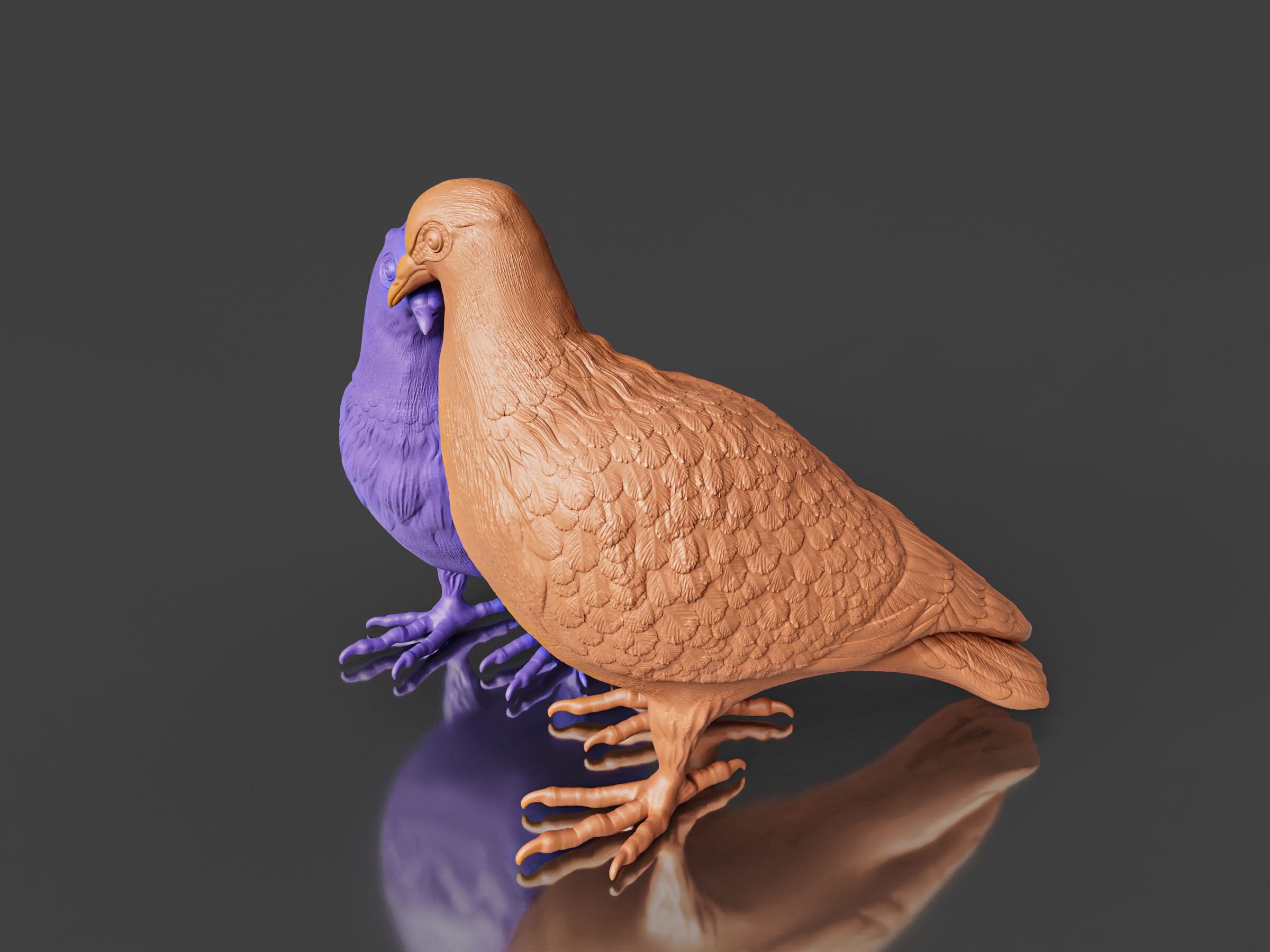 lovely Couple Dove Pigeon Toy 3D print model_4