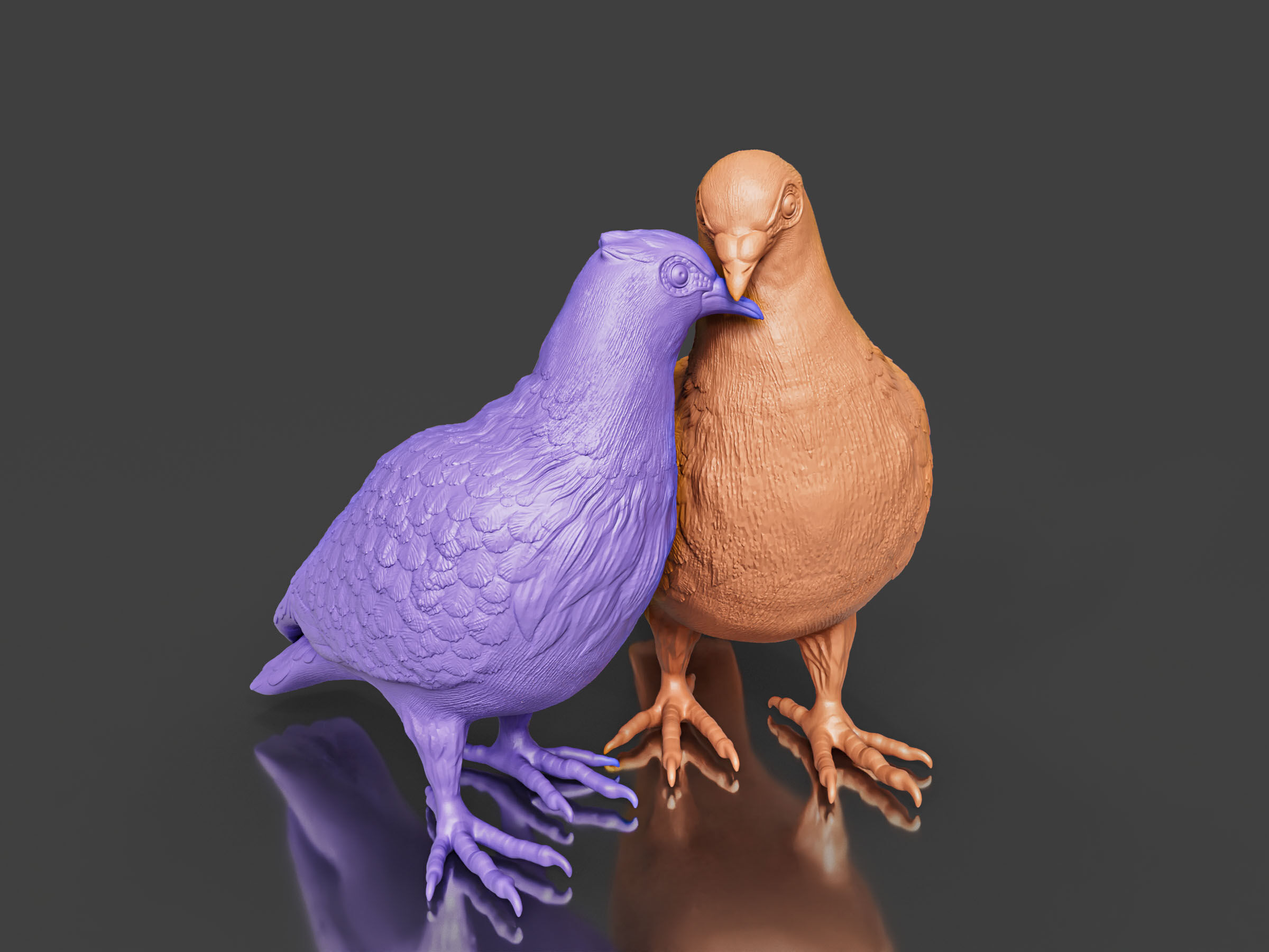 lovely Couple Dove Pigeon Toy 3D print model_1