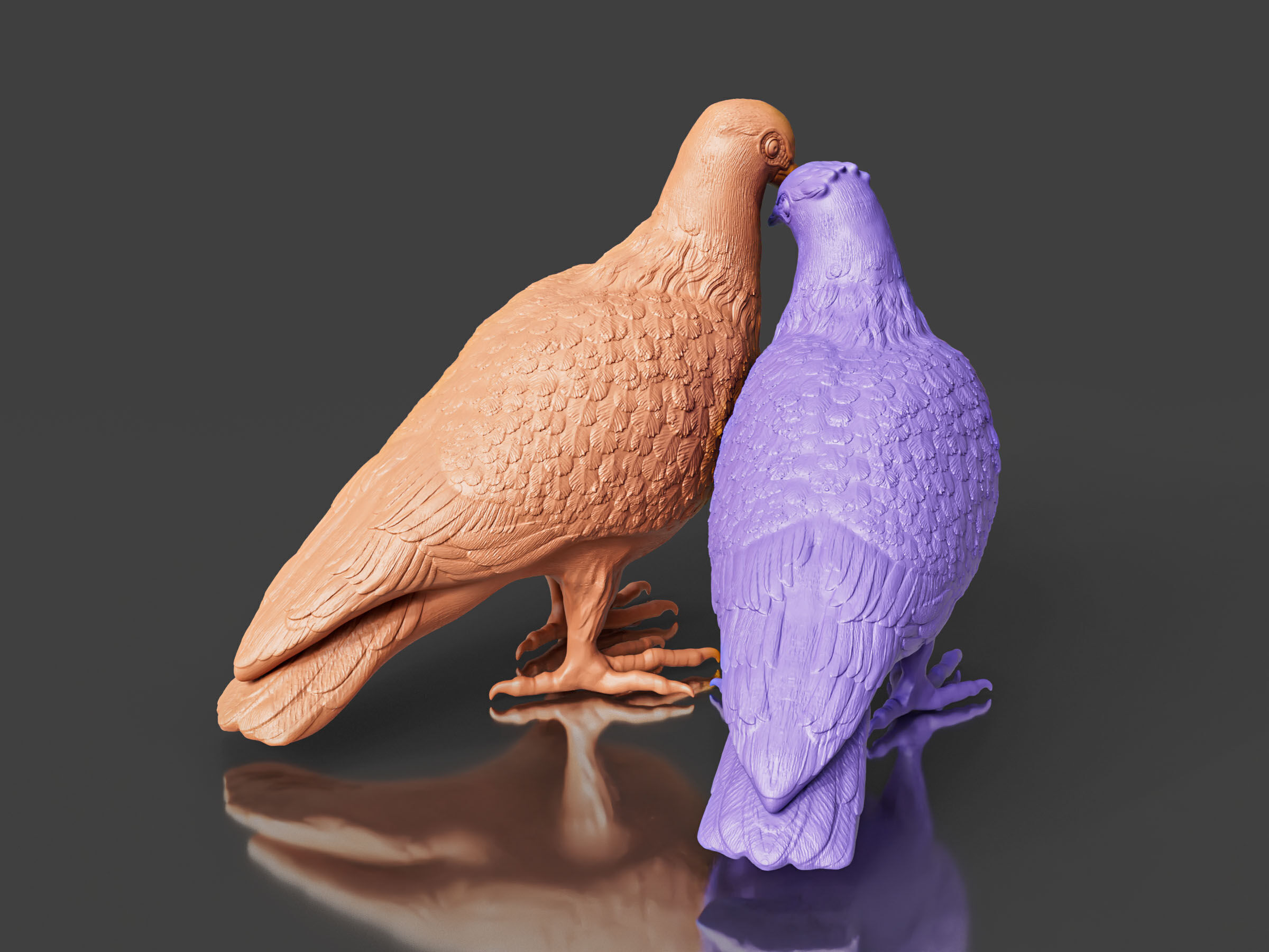 lovely Couple Dove Pigeon Toy 3D print model_2