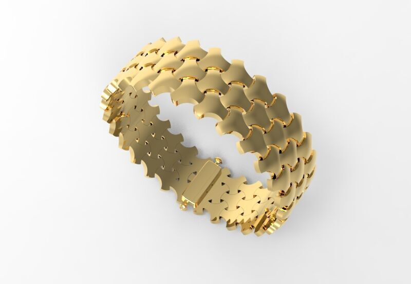 Serpenti Skin Armored Articulated Bracelet 3D print model_4